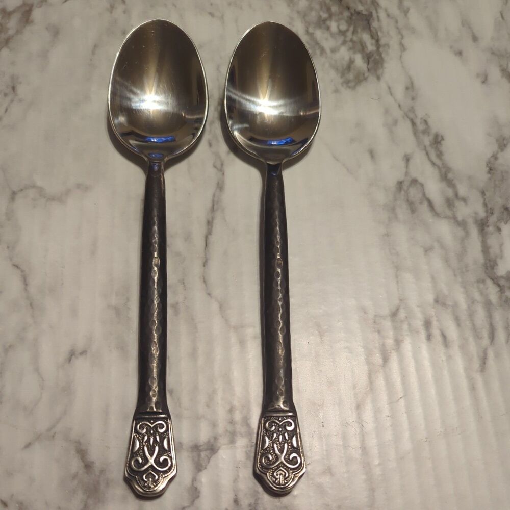2  Soup Spoons Gourmet Settings AVALON BARCELONA Stainless Flatware 8 1/8"